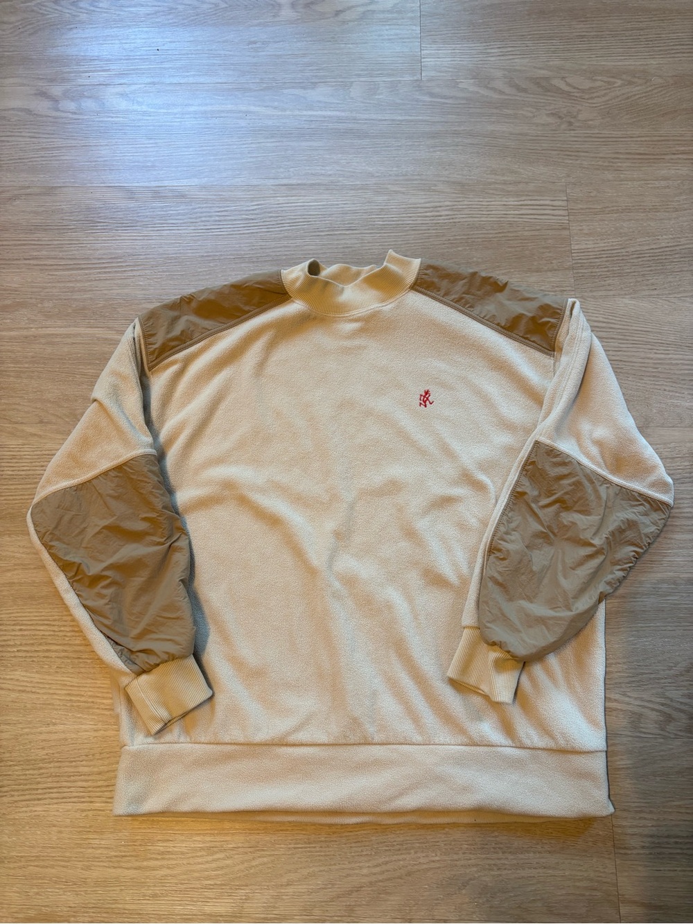 Gramicci Men’s US S Fleece Mock Neck Sweatshirt Tan Brown USA Made